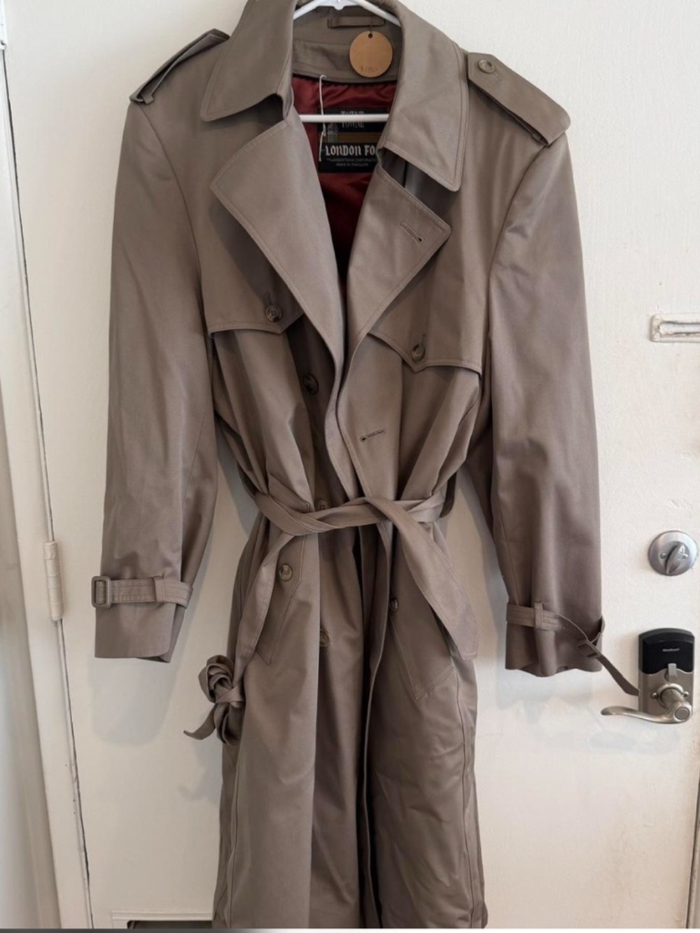 London Fog Taupe Men's Trench Coat with Belt